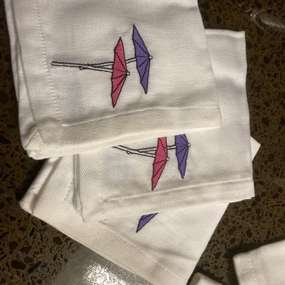 PIER ONE IMPORTS Cotton Embroidered Umbrella Drink Cocktail  Napkins Set 6 NIB - Picture 6 of 9